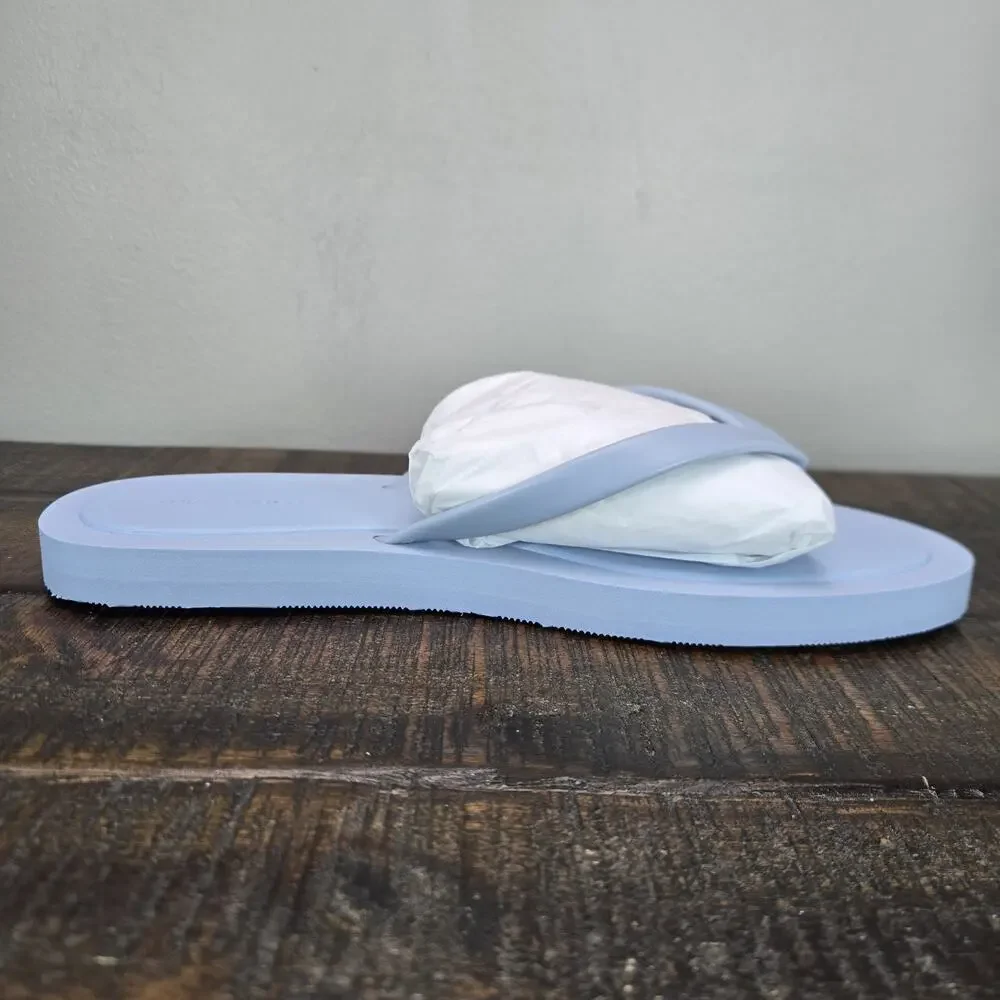 NEW Tory Burch Kira Padded Flip Flop TPU Womens Size 8 Aria Blue Silver Logo